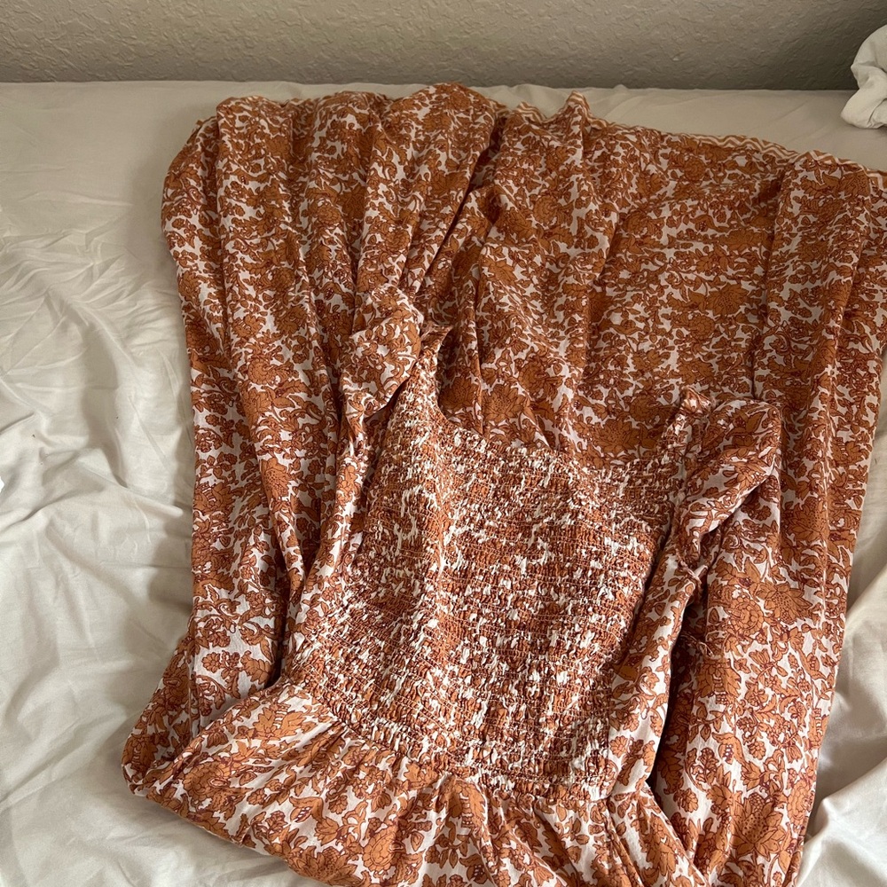 Free People Orange and White Maxi Dress